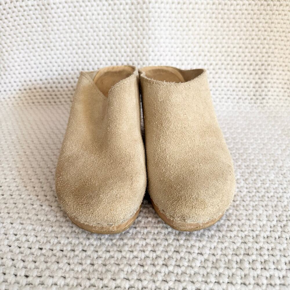 No. 6 New School Clog On Wedge Chalk Suede Closed Toe Platform Slip On Size 38 - Picture 3 of 10